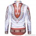 Fashion Mens Vintage African Print Long Sleeve Turn-Down Collar Tops Shirt Red B07PRCZ2SP